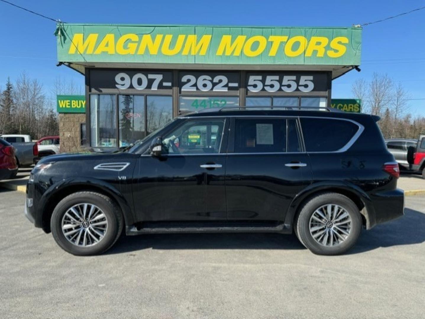 2021 Black /Black Nissan Armada SL (JN8AY2BB8M9) , Automatic transmission, located at 1960 Industrial Drive, Wasilla, 99654, (907) 274-2277, 61.573475, -149.400146 - Photo#0